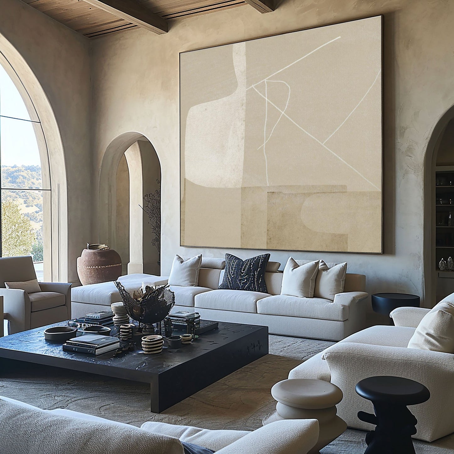 Soft Taupe Minimal Abstract Painting