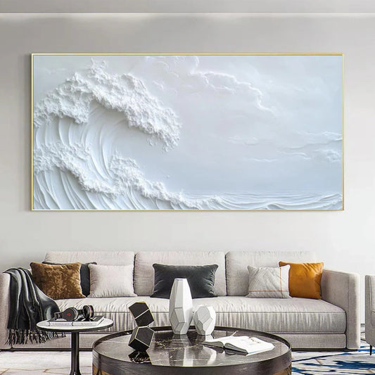 White Ocean Wave Textured Painting