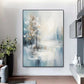 Morning Mist Lakeside Blue Gray Abstract Painting