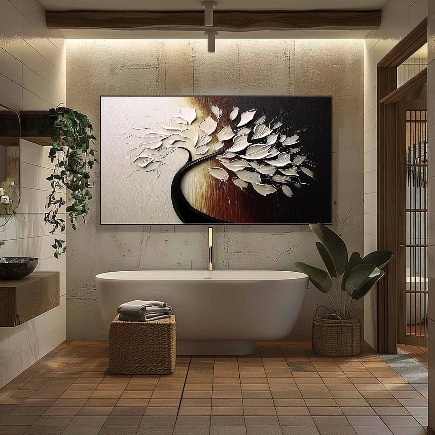 Ivory Flowing Canopy Abstract Painting