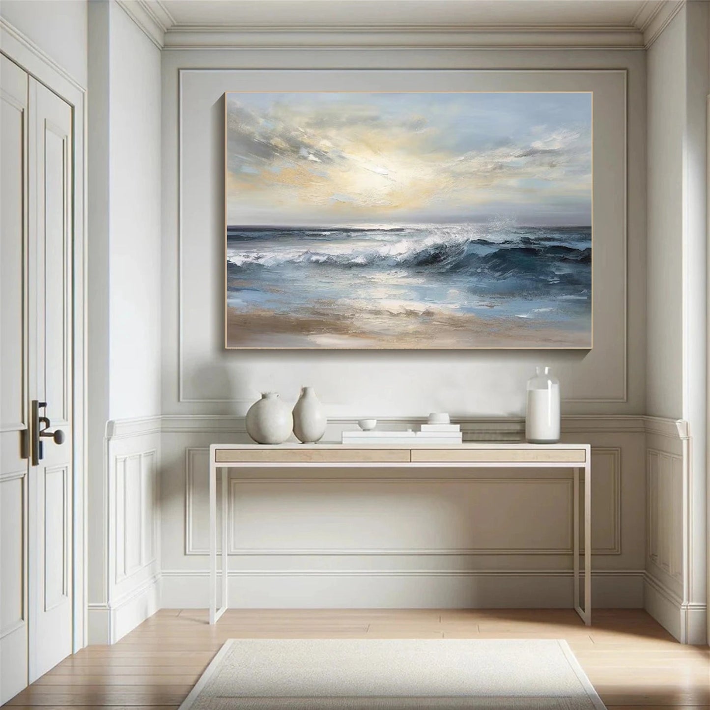 Calm Horizon Blue Seascape Painting