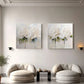 Soft Ivory Bloom Abstract Painting (Diptych) Set of 2