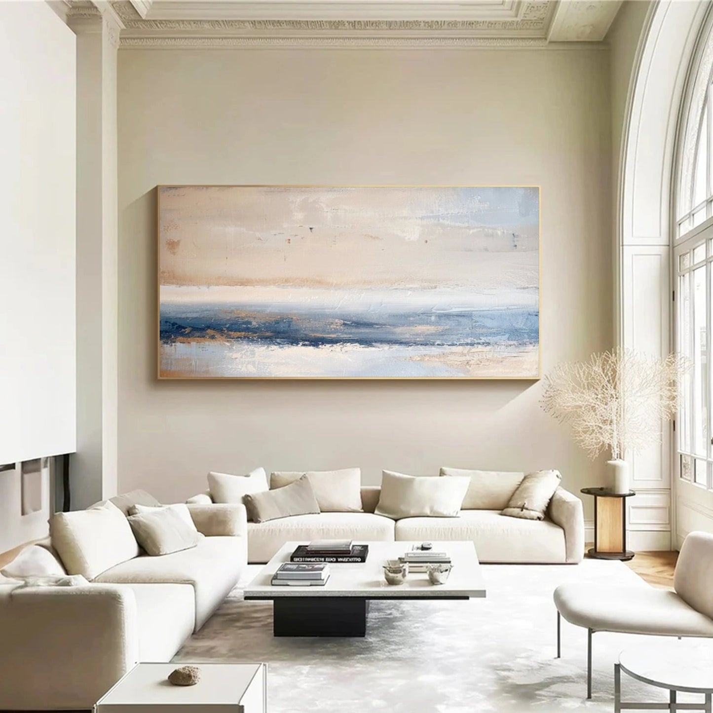 Tranquil Horizon Blue Abstract Painting