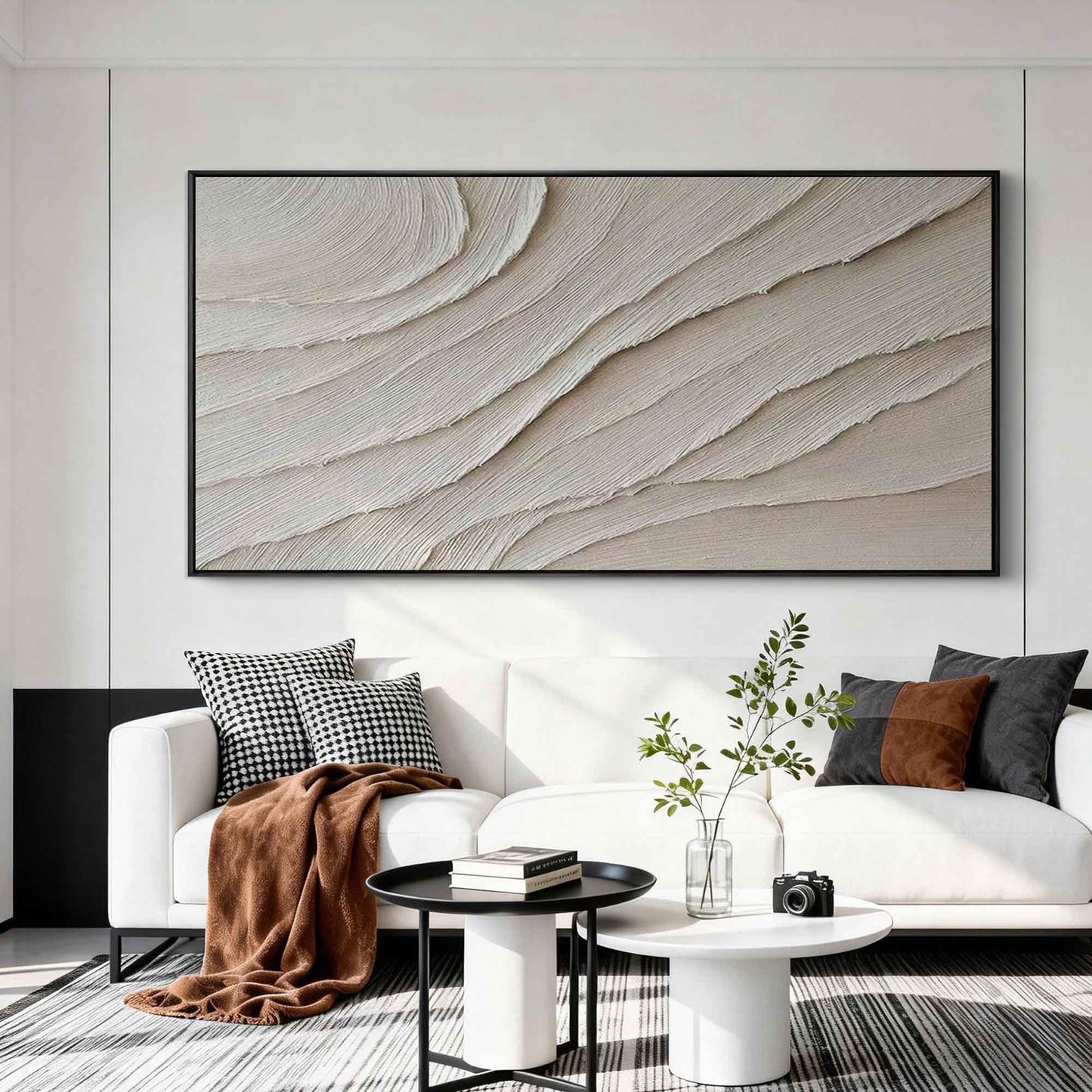 Cream Wave Textured Painting