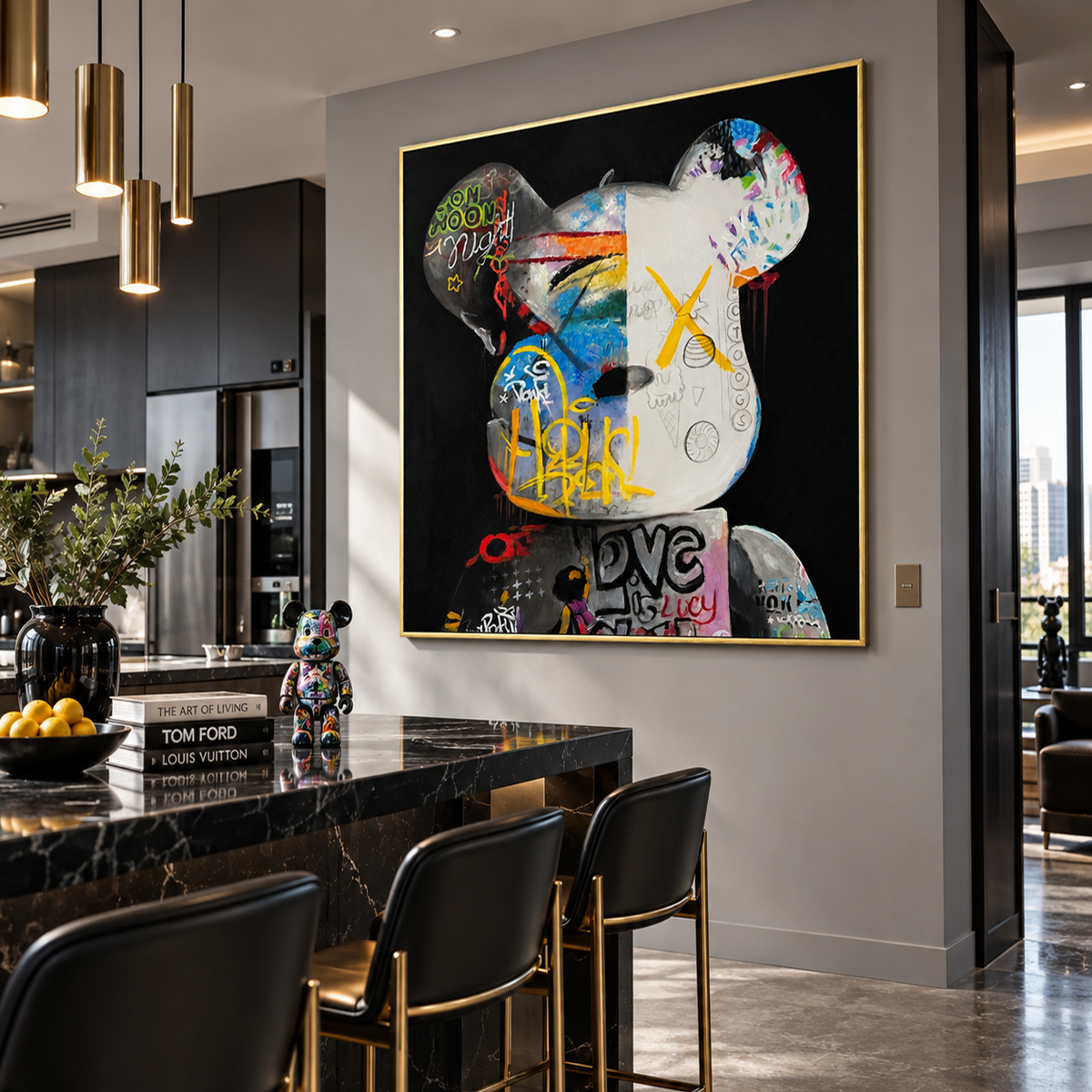 Neon Mind Graffiti Abstract Portrait Painting