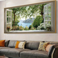 Window Escape–Serene Lake Landscape Painting