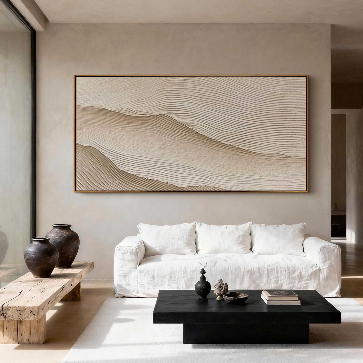 Beige Sand Wave Textured Abstract Painting