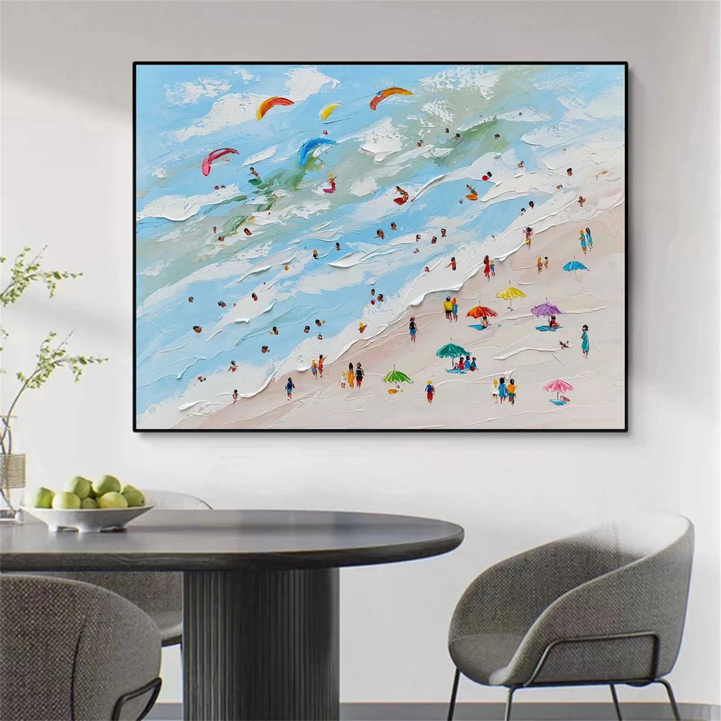 Azure Surf-Textured Beach Painting