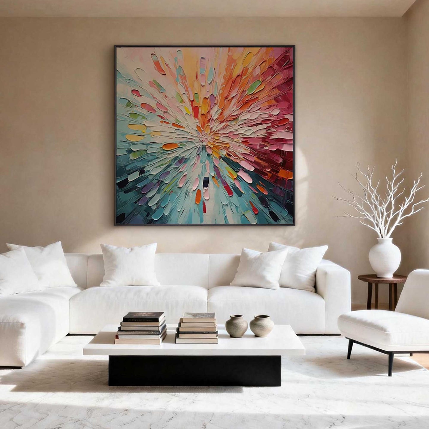 Radiant Burst Impasto Abstract Canvas Art