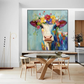 Floral Harmony Colorful Cow Painting