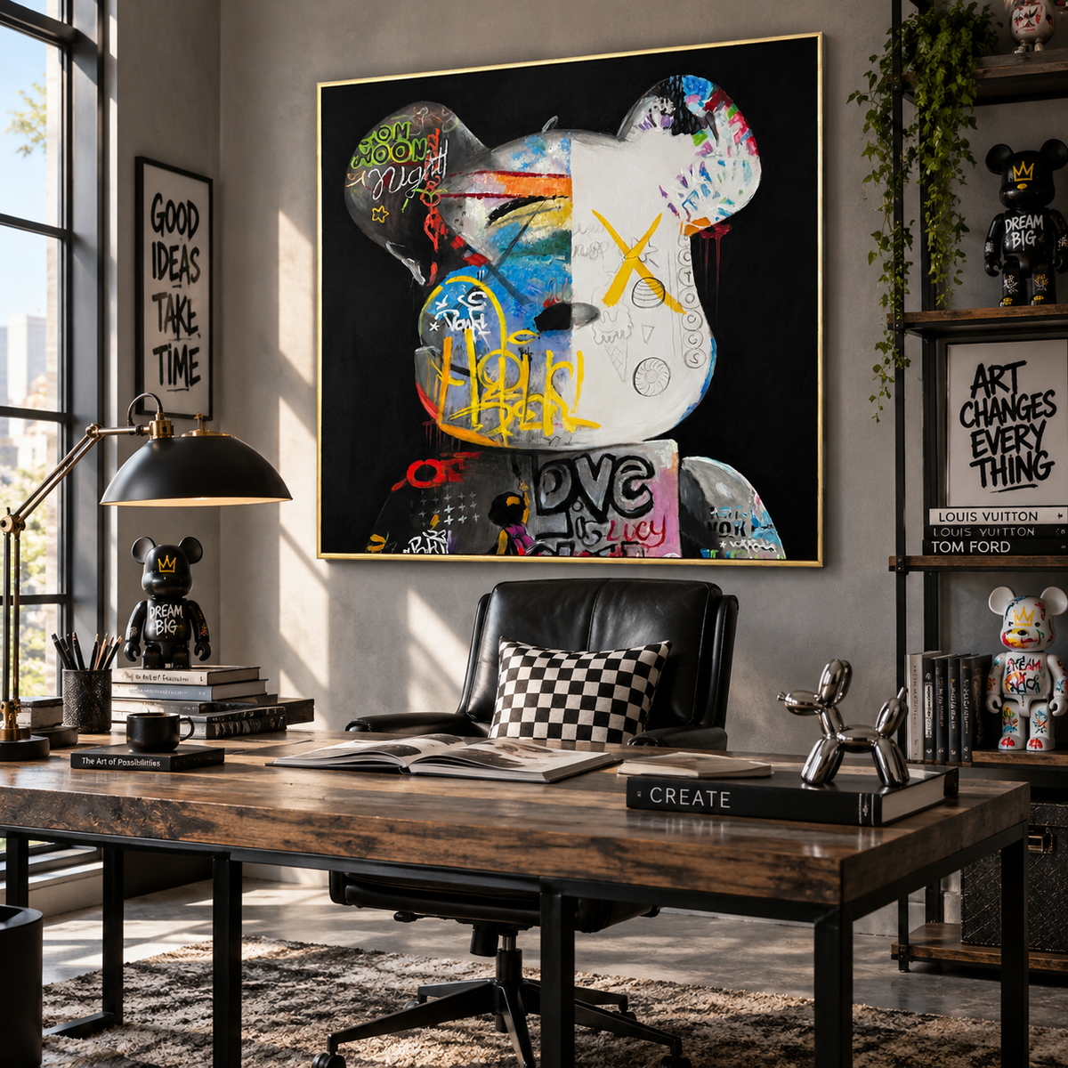 Neon Mind Graffiti Abstract Portrait Painting