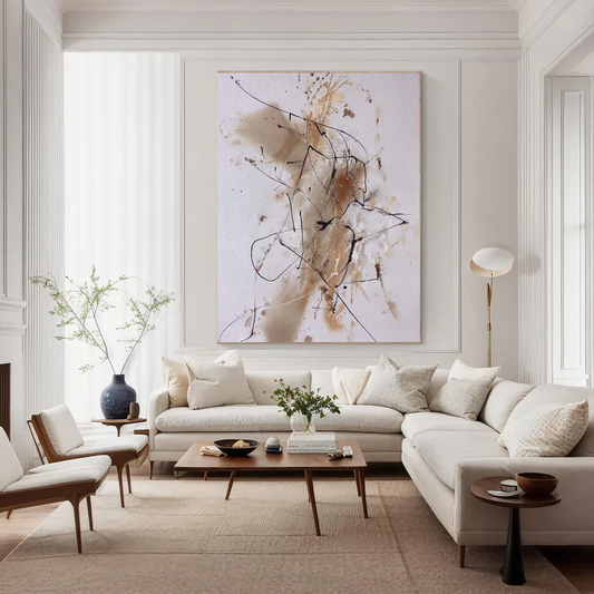 Chaotic Beige Abstract Painting