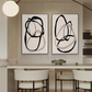Eternal Flow Black Line Abstract Painting Set Set of 2