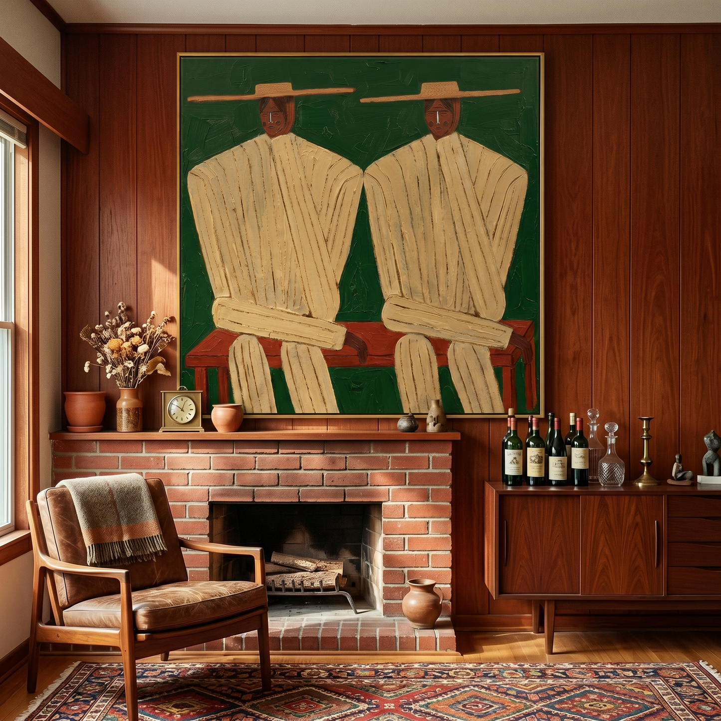 Desert Twins Textured Portrait Canvas Art
