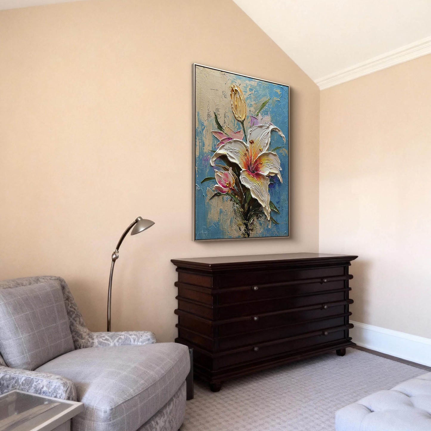 Lily Bloom Impasto Canvas Art