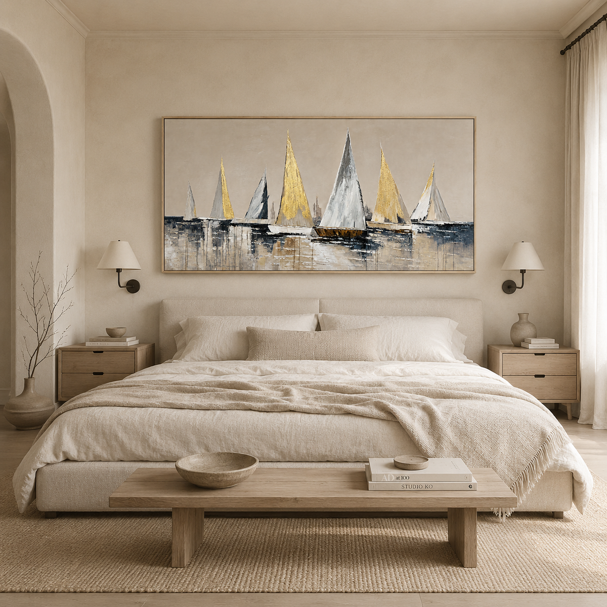 Abstract Sailboat Textured Painting