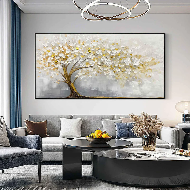 Golden Blossom Serenity Textured Painting