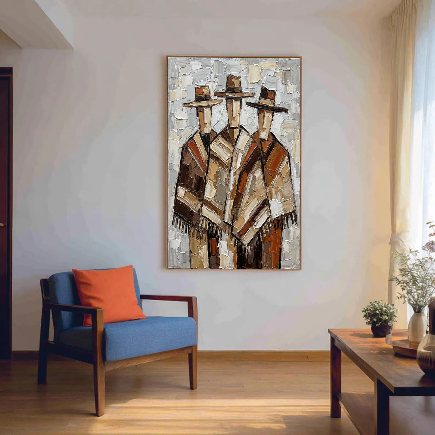 Heritage Trio – Earth Tone Textured Figurative Painting