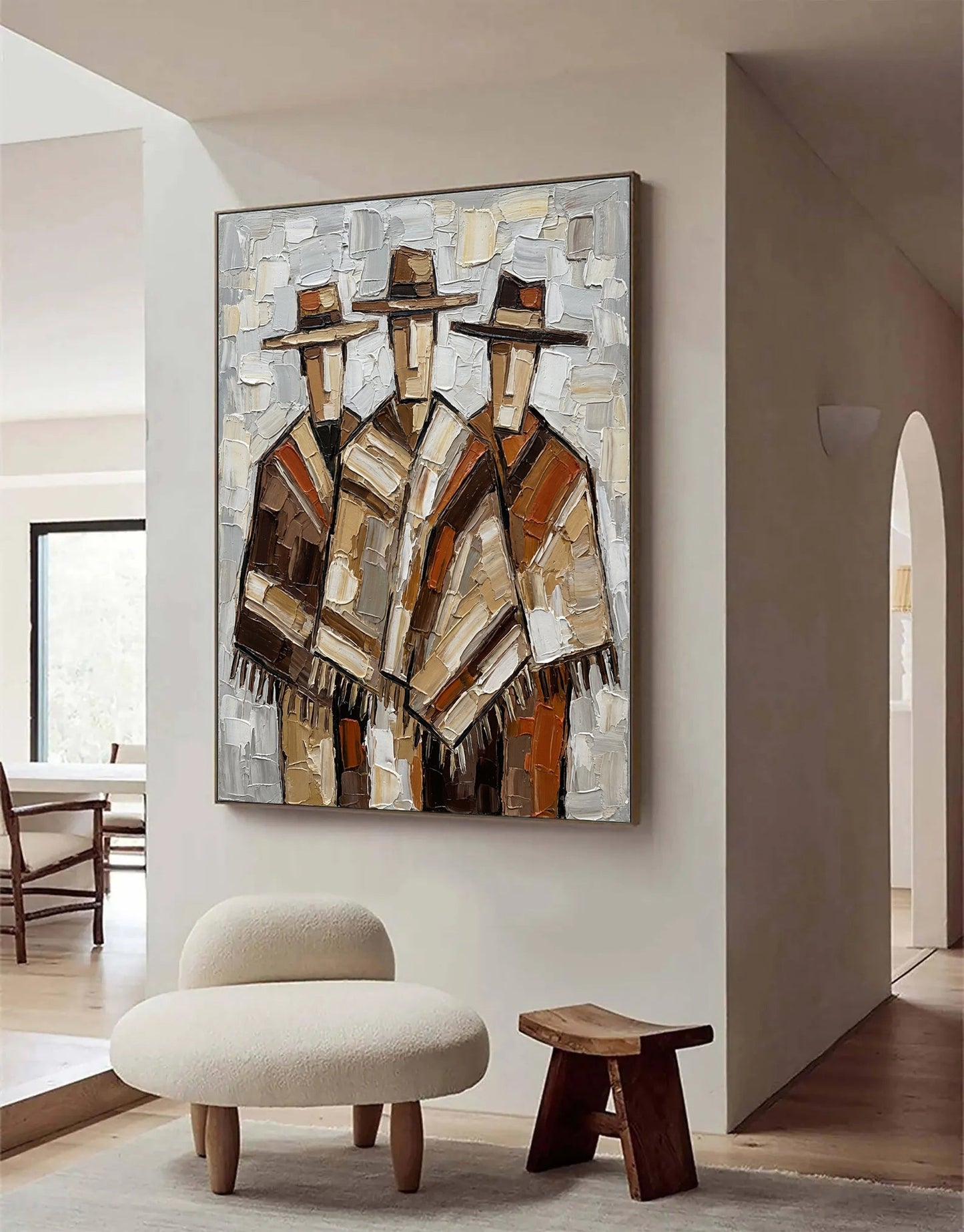 Heritage Trio – Earth Tone Textured Figurative Painting