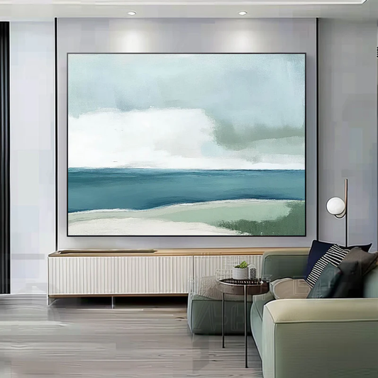 Minimal Blue Seascape Painting
