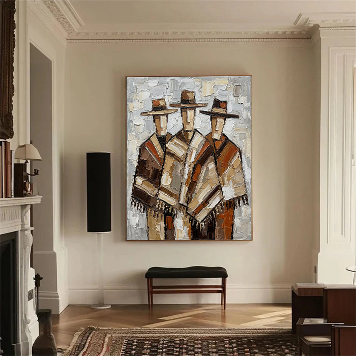 Heritage Trio – Earth Tone Textured Figurative Painting