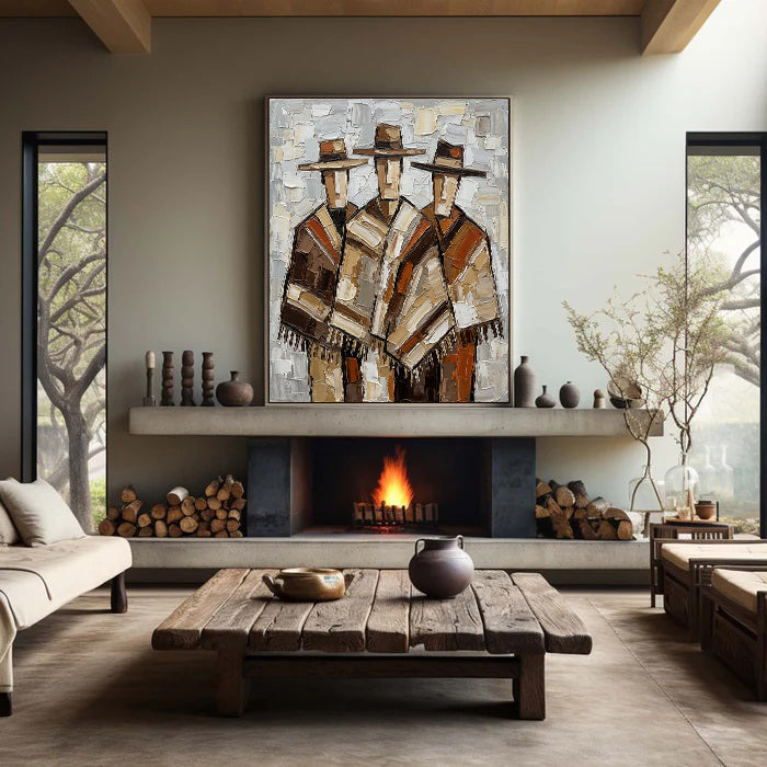 Heritage Trio – Earth Tone Textured Figurative Painting
