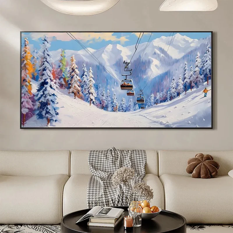 Winter Ski Resort Painting