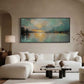Teal Sunset Lake Abstract Painting