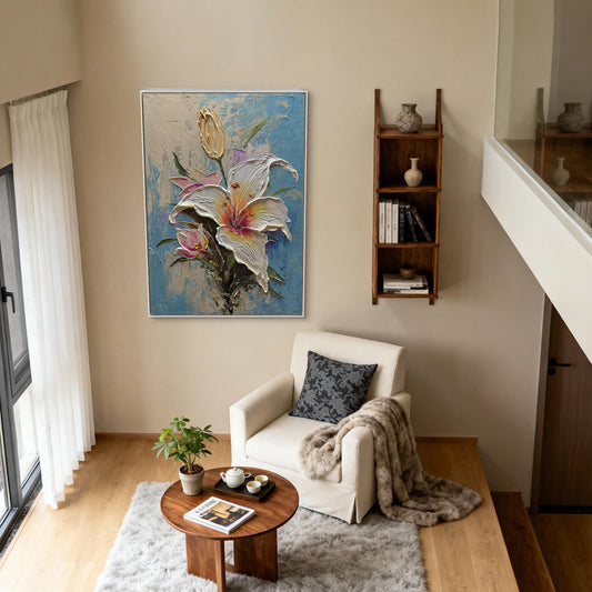 Lily Bloom Impasto Canvas Art