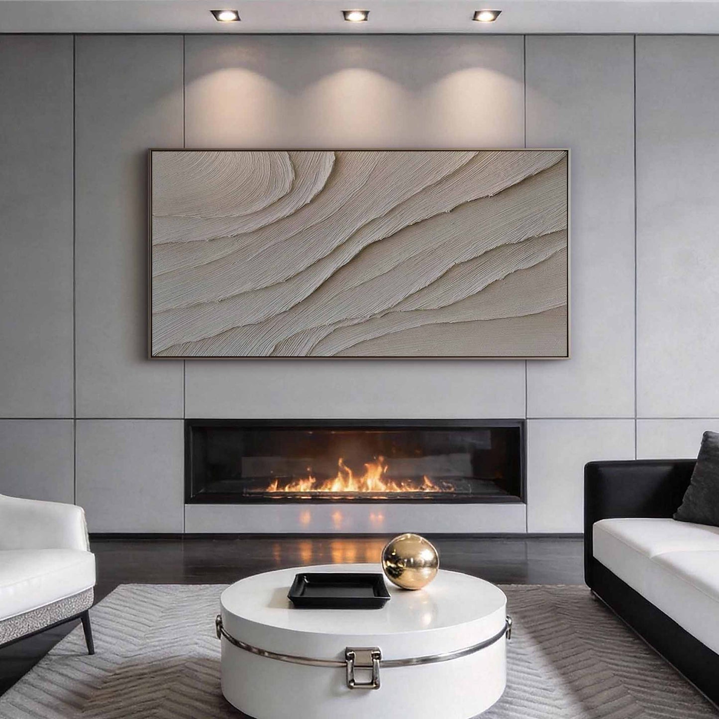 Cream Wave Textured Painting