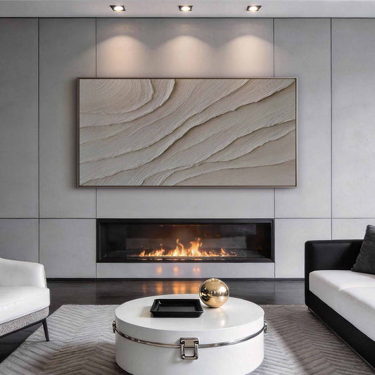 Cream Wave Textured Painting