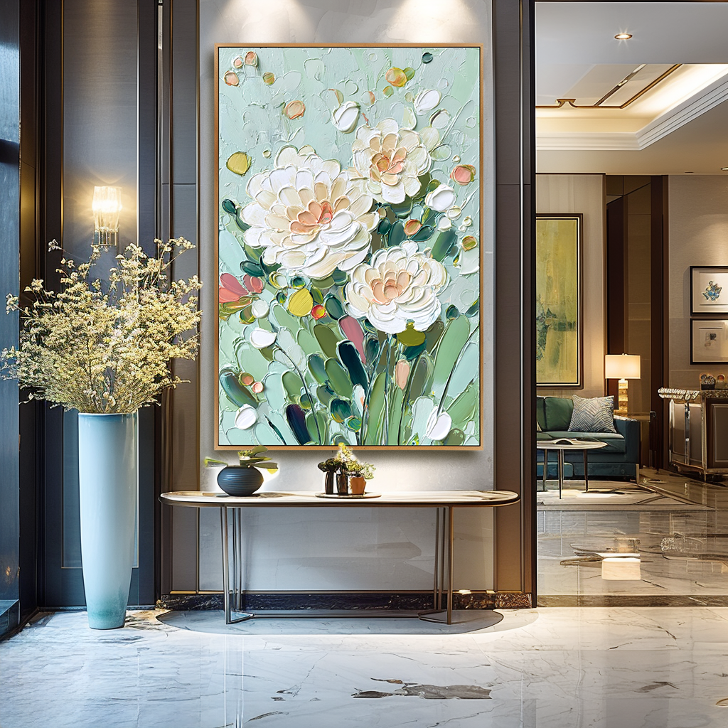 Mint Blossom Serenity Floral Painting