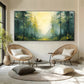 Sunlit Green Haven Forest Painting