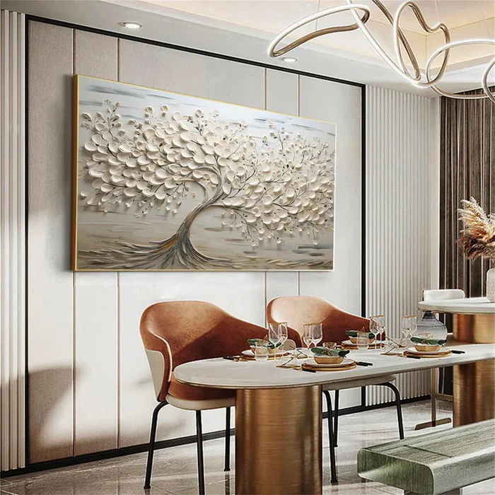 Ethereal Silver Tree Painting