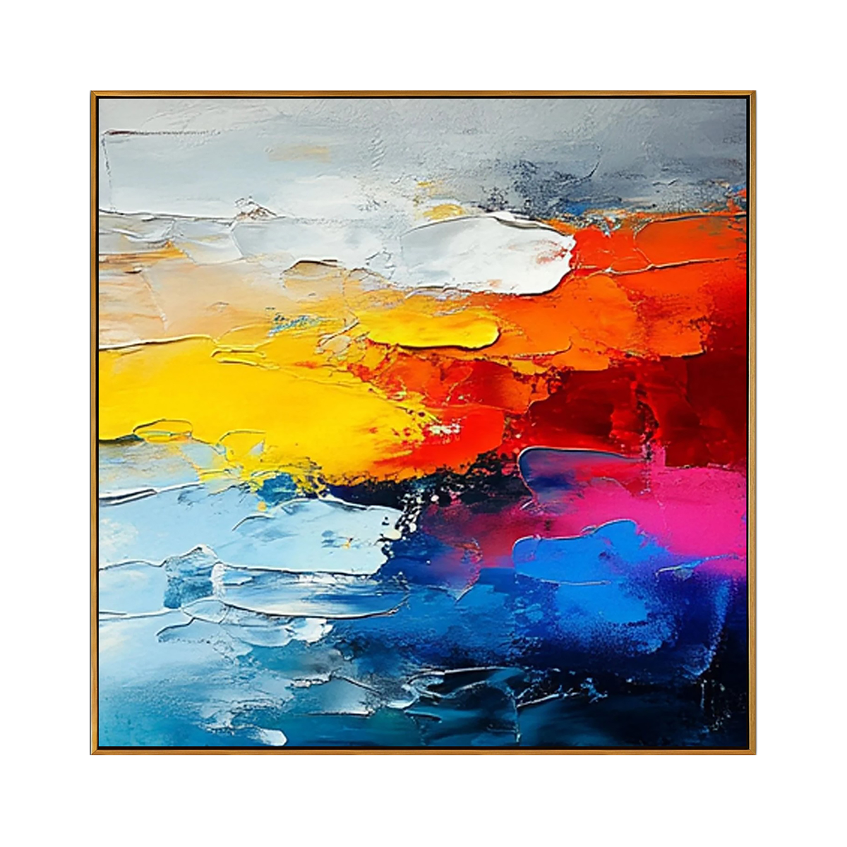 Fiery Horizon Textured Painting