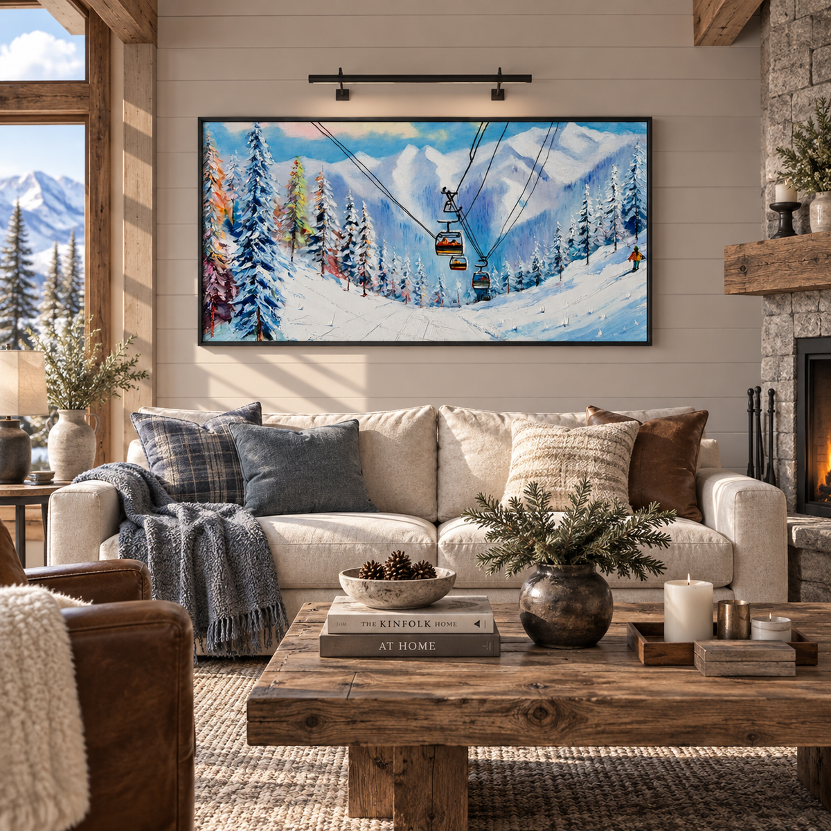 Winter Ski Resort Painting