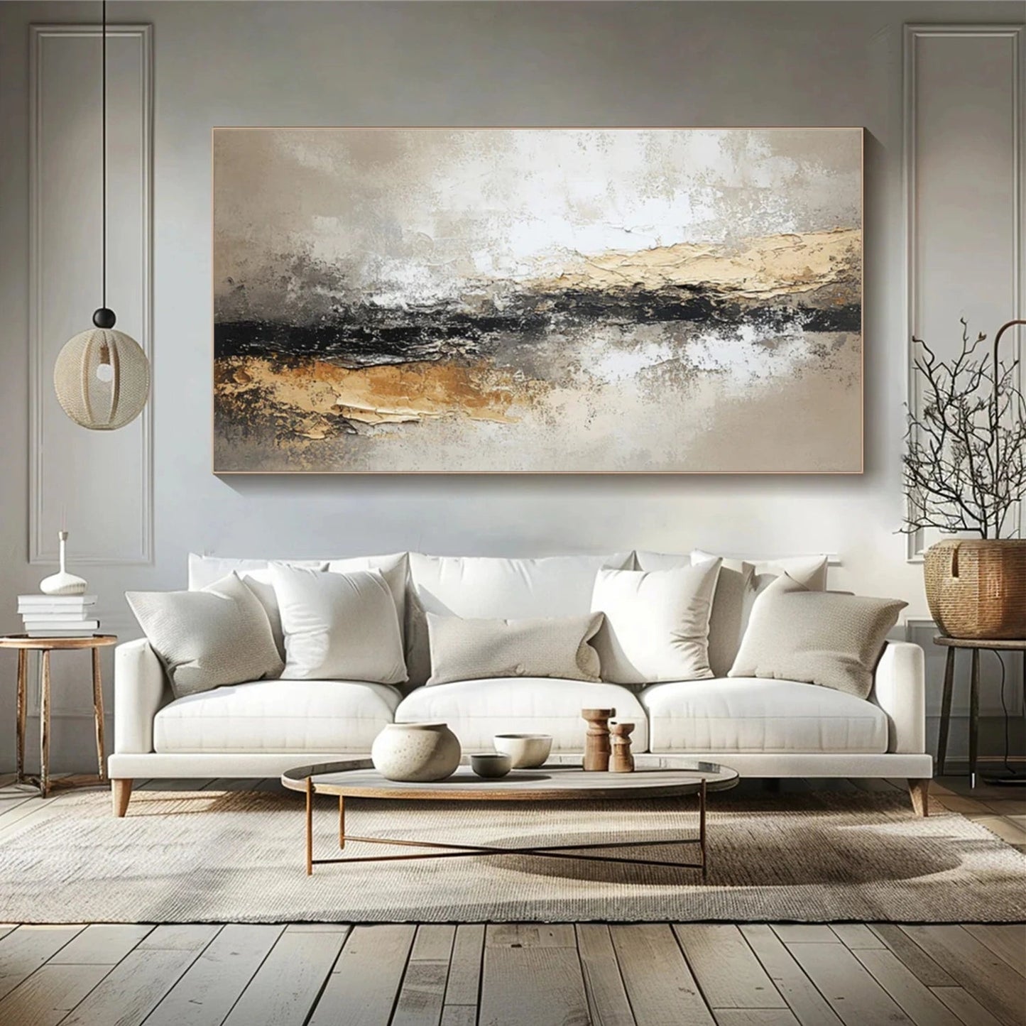 Golden Horizon – Textured Neutral Abstract Painting