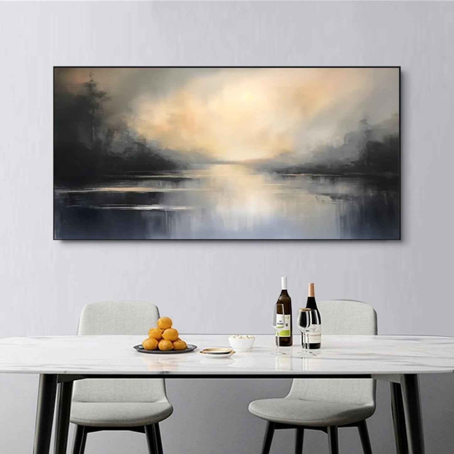 Silent Glow Misty River Abstract Painting