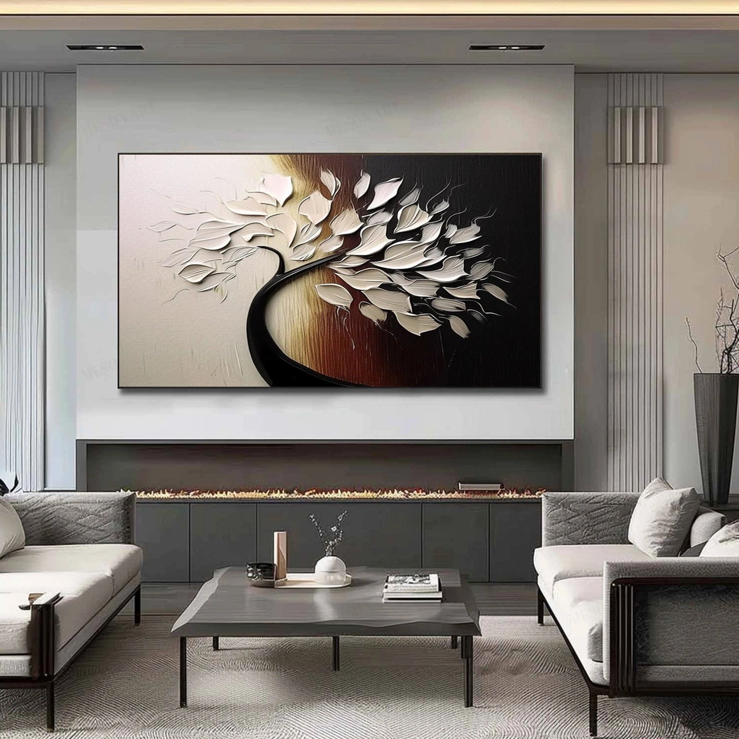 Ivory Flowing Canopy Abstract Painting