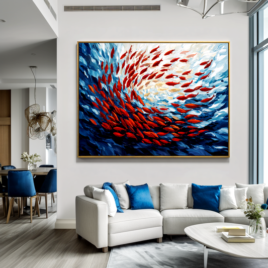 Red Fish Swirl Abstract Painting #ART03