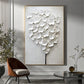 Silent Ivory Blossom Abstract Painting