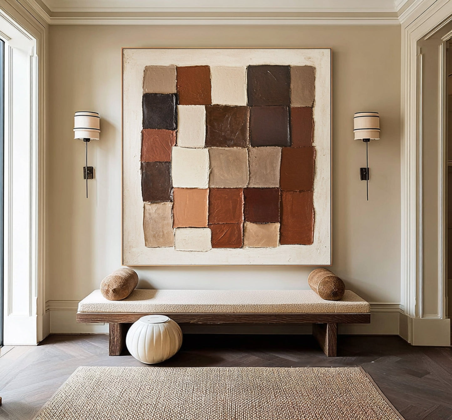 Sienna Mosaic Grid Abstract Painting
