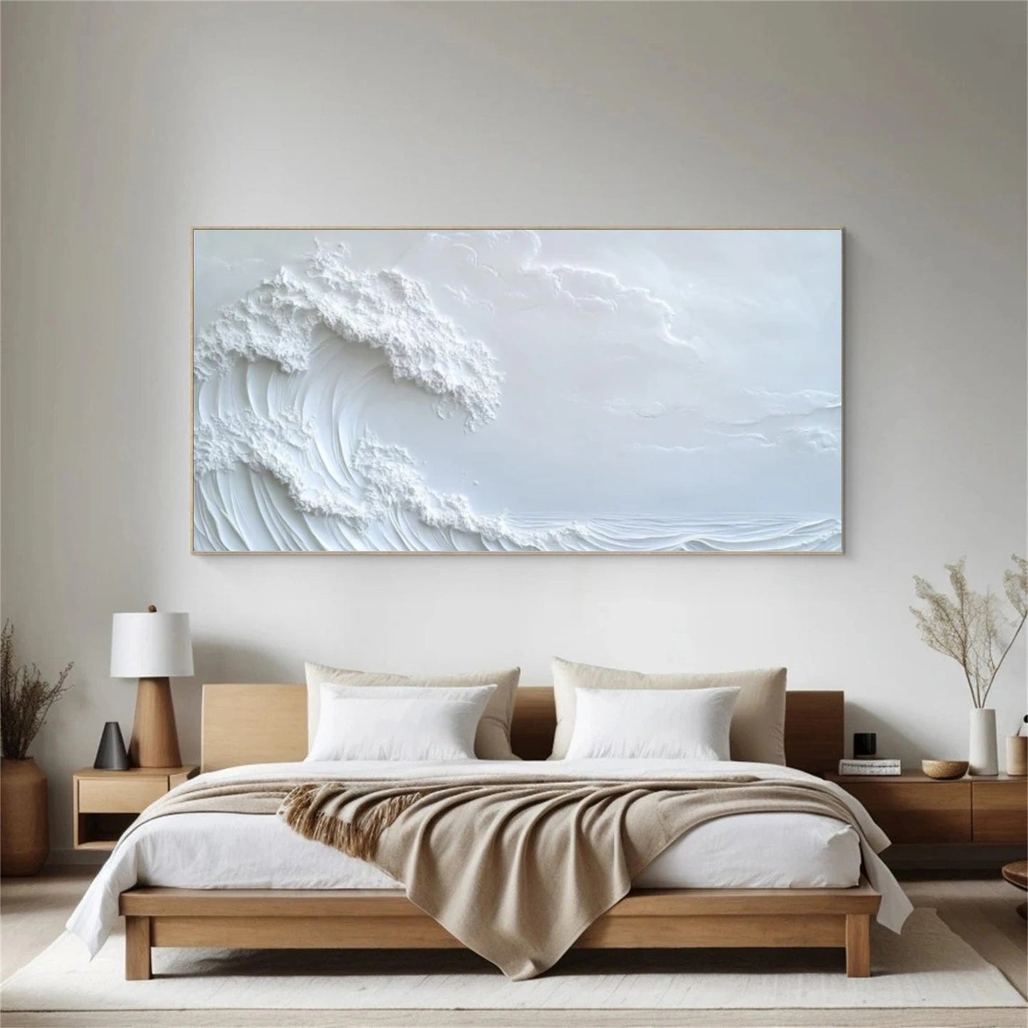 White Ocean Wave Textured Painting