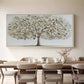 Serene Silver Leaf Tree Abstract Painting