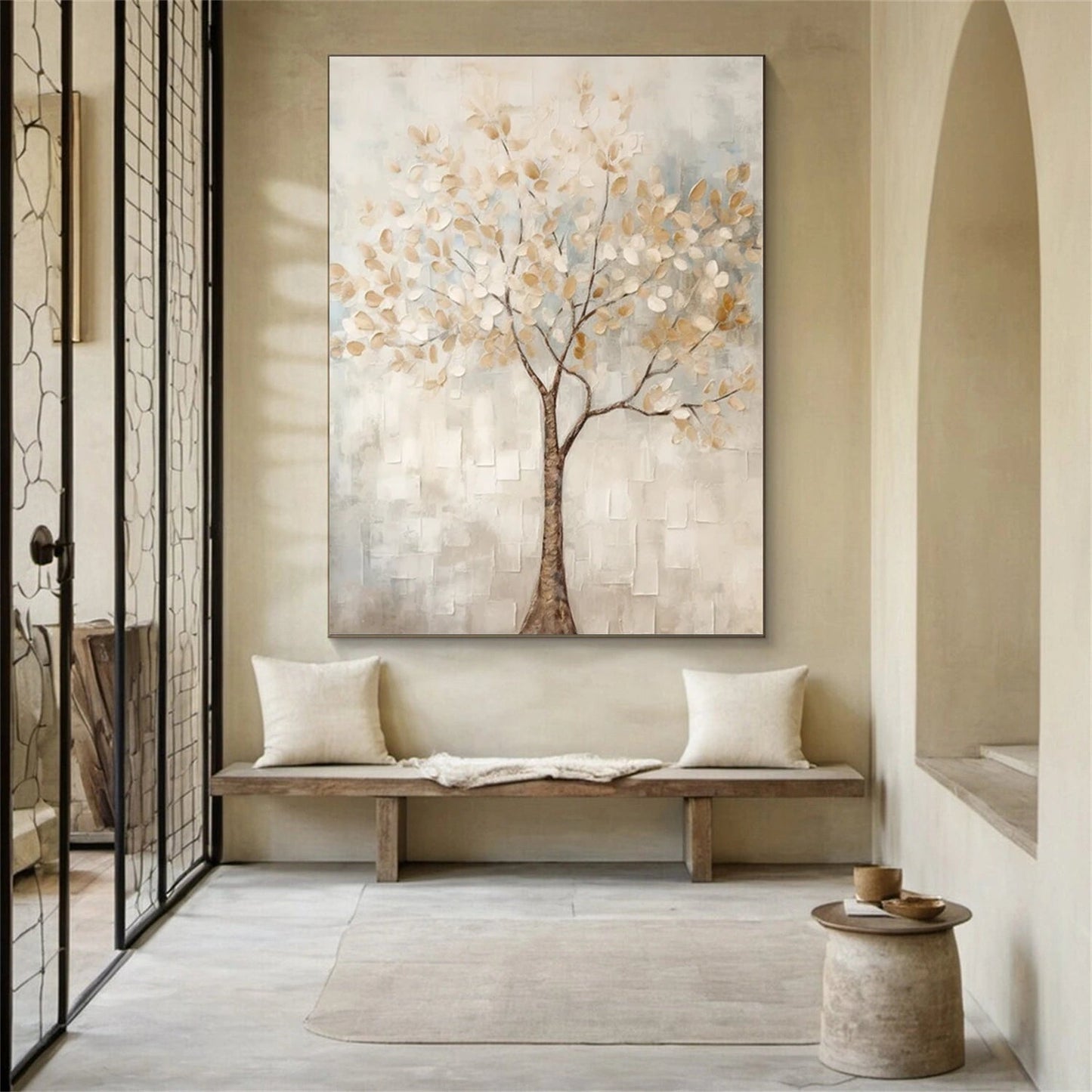 Soft Dawn Ivory Tree Painting