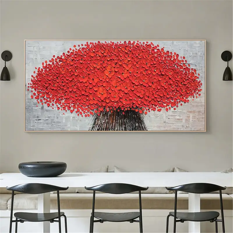 Crimson Harmony Red Tree Abstract Painting