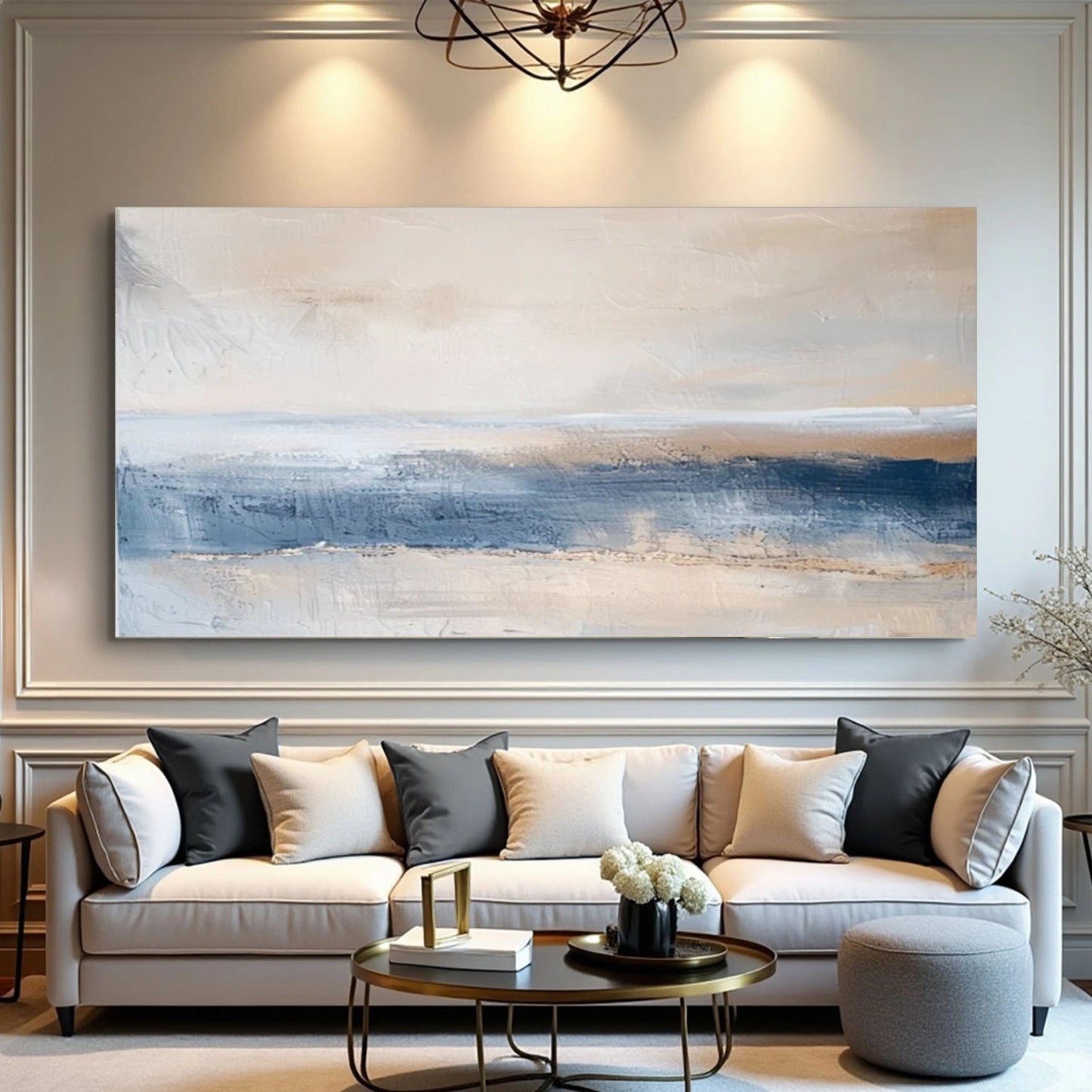 Serenity Coast Blue Abstract Painting