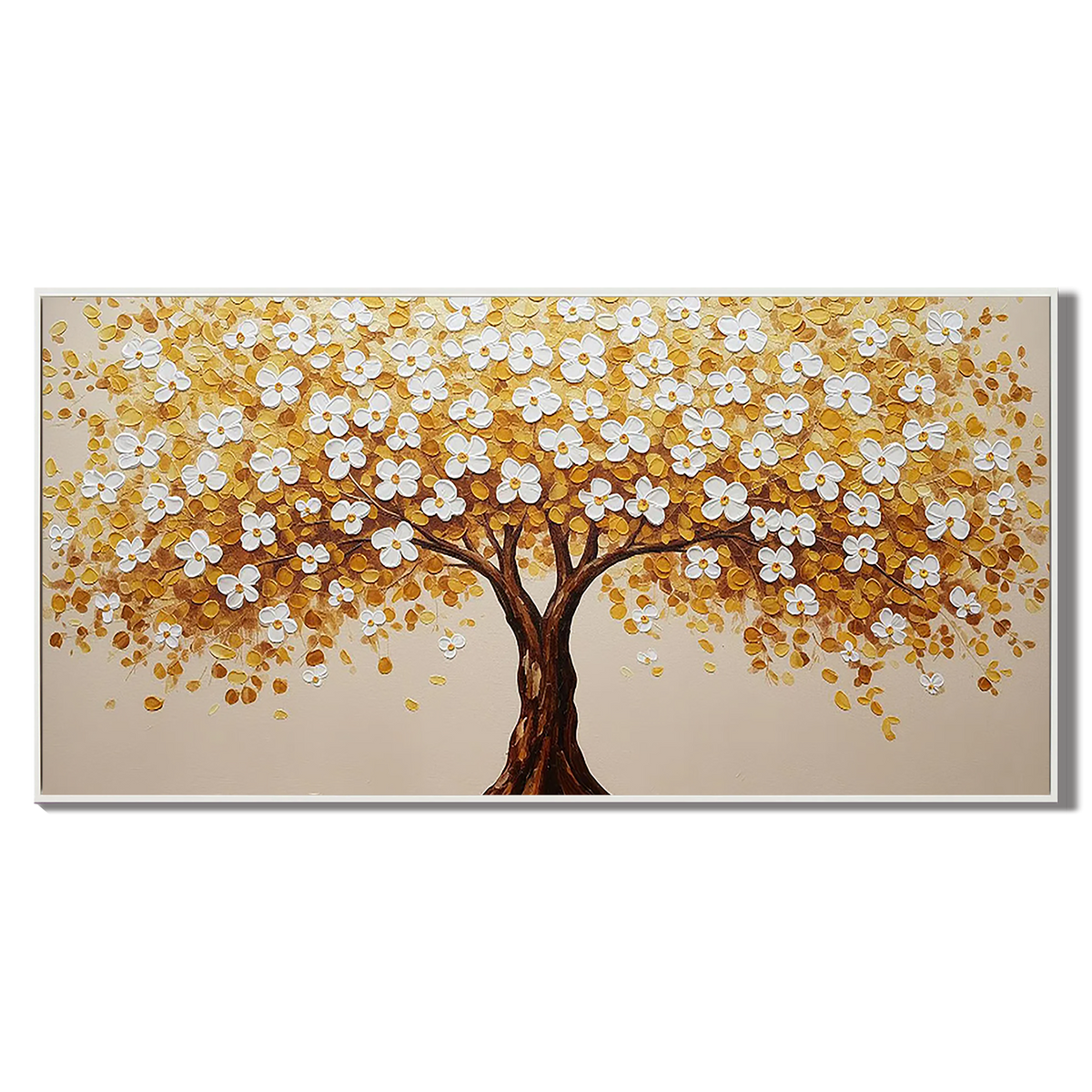 Amber Canopy-White & Gold Tree Painting