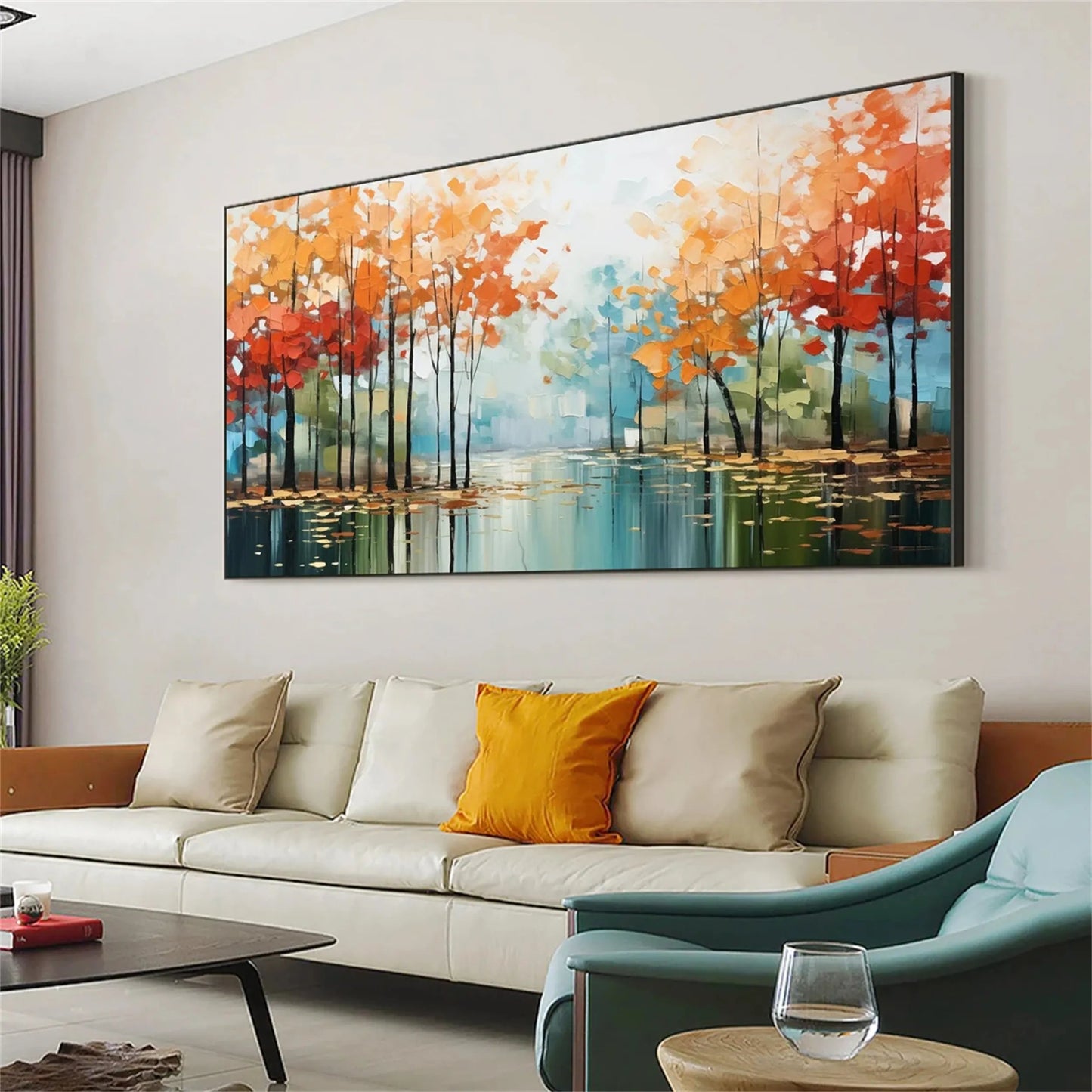 Autumn Stillwater Forest Abstract Painting