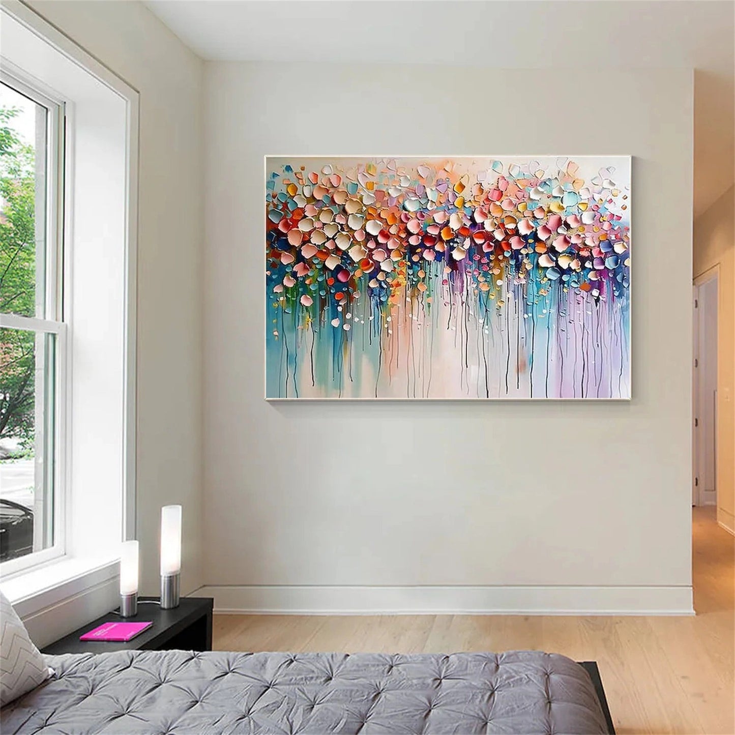Petal Rain Pastel Abstract Painting
